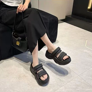 Icy.Sport🩰พร้อมส่งจากไทย🛒 (LT-7009) รองเท้าแตะผู้หญิง เสริมส้น แฟชั่นแมทช์ง่าย กันลื่น ใส่สบาย พื้นสูง 5 cmX156