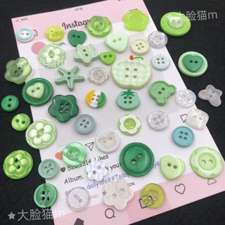 [Koo Ka]♥20 ชิ้น Dopamine สีเขียว Series ปุ่มลายสก๊อต Apple เรซิ่นปุ่มปุ่มมูลค่าสูงรูปพิเศษทําด้วยมือ diy เครื่องประดับอุปกรณ์ตกแต่ง