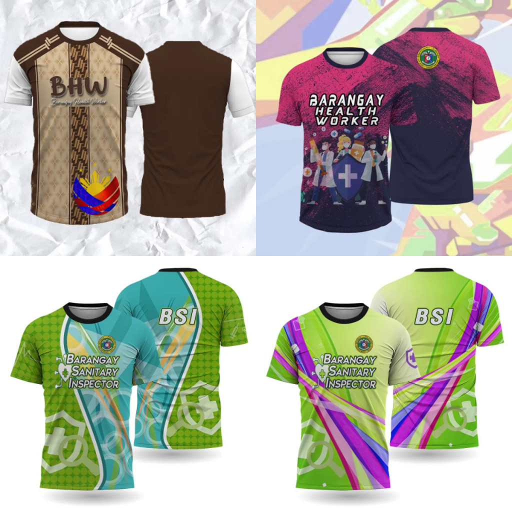 BHW BNS BSI เสื้อยืดแขนสั้นผู้หญิงและผู้ชาย Mocha Mousse Casual สบาย Top Barangay Health Worker เสื้