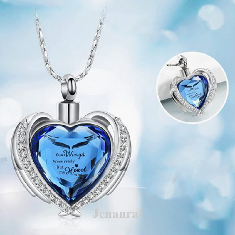 Jenanral Cremation เครื่องประดับคริสตัลหัวใจ Urn สร้อยคอ Mini Keepsake Urn Memorial Ash เครื่องประดั
