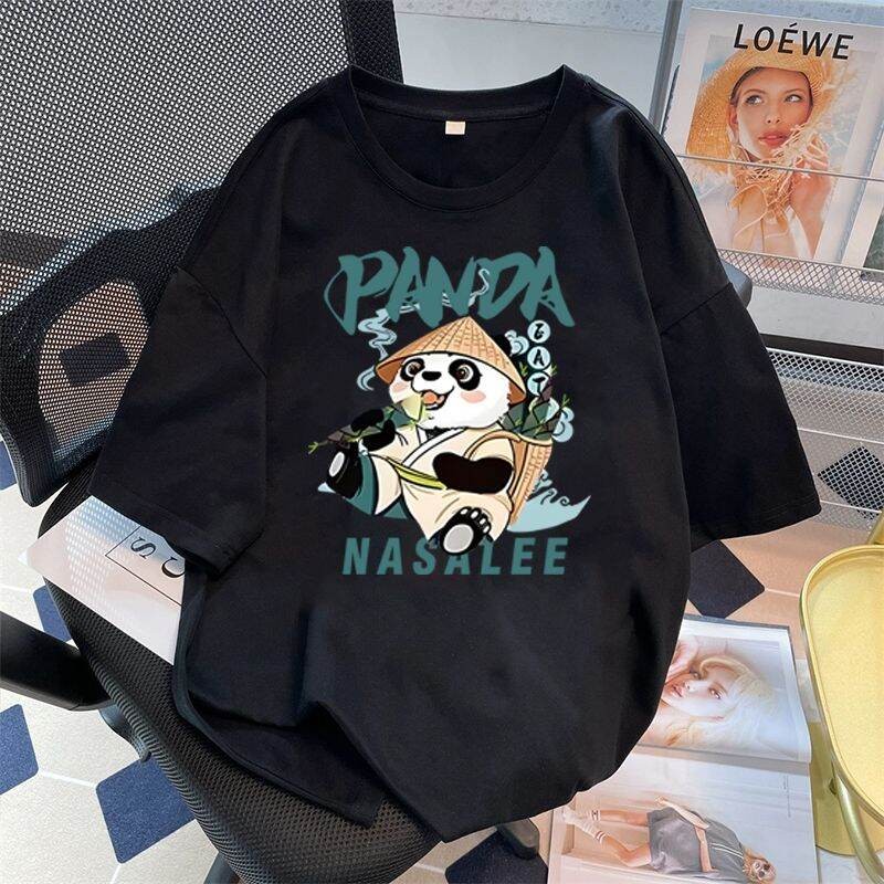 BOXY เสื้อยืด Oversize Nasalee Panda | เสื้อยืดสีดํา เสื้อยืดโอเวอร์ไซส์