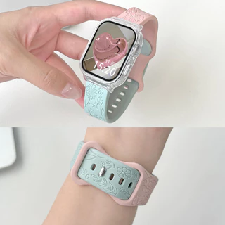 สายซิลิโคนสลักลายดอกทานตะวันพร้อมเคสสำหรับ Xiaomi Redmi Watch 5 Active สายนาฬิกาสมาร์ทวอทช์แบบเปลี่ยนได้สำหรับ Redmi Watch 5 Lite