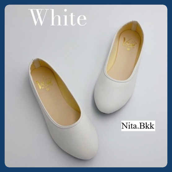 รองเท้าคัชชู สีขาว  36 - 44 นังนิ่ม คัชชูบิ๊กไซส์ Nit.Bkk