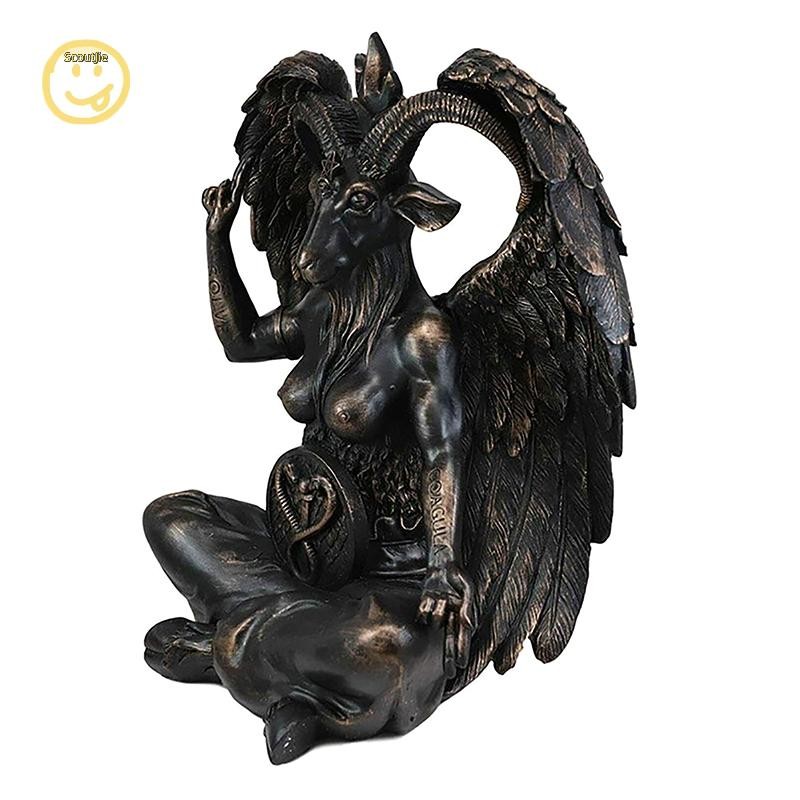 ScoutJie Satan Goat Baphomet รูปปั้นประตู Knocker แผ่น Wall Decor แผ่นโลหะหัตถกรรมเครื่องประดับศาสนาประติมากรรมตกแต่งบ้าน TH