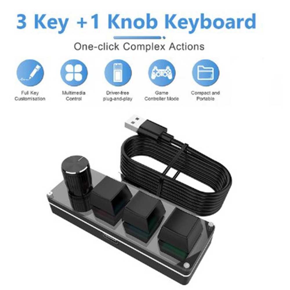 คีย์บอร์ดแบบกลไก 3 คีย์ ลัดสําหรับเล่นเกม USB พร้อมลูกบิด - VD3 Ballabostore