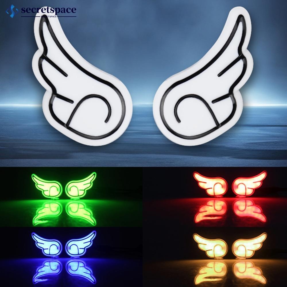 SECRETSPACE 2 ชิ้นรถจักรยานยนต์ LED Angels Wings ไฟไฟเลี้ยวโคมไฟตกแต่งรถจักรยานยนต์สกรู B6J7