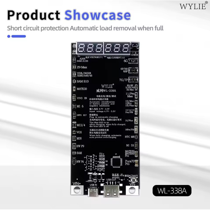 แผงกระตุ้นแบตเตอรี่ WYLIE WL-338A รองรับ iP/Android รองรับตั้งแต่ iP 6 - 16 PM
