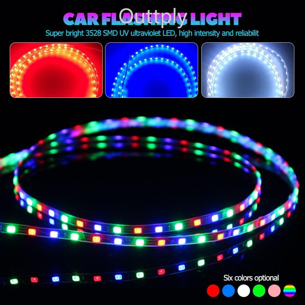 Outtply 1 PC 60 ซม.ไฟ LED 60SMD 3528 เทปยืดหยุ่นเชือก Stripe Ray เทปโคมไฟภายในรถบรรยากาศไฟ 12V P8X2