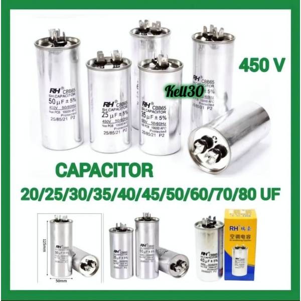 คาปาซิเตอร์ แอร์ รุ่น RH Capacitor CBB65 / 450V 30Uf 35Uf Capacitor คอยล์ร้อนเครื่องปรับอากาศ ทนความ