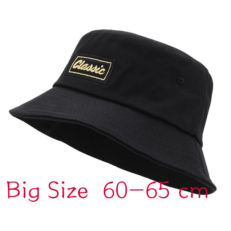 หมวกบัคเก็ตผ้าฝ้าย Oversize Big Head Man หมวกตกปลาชายหาดพับได้ Plus ขนาด 59-63 ซม.
