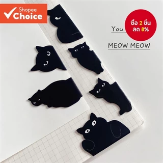 Penlab 6 ชิ้น Black Cat Bookmark สําหรับหนังสือน่ารักการ์ตูนหน้าแม่เหล็กคลิป Marker ที่ไม่ซ้ํากัน ReadingC7405