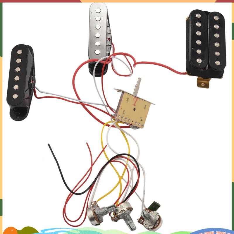 Super กีตาร์ไฟฟ้า Pickup สายไฟ Prewired 5-Way Switch 2T1V ควบคุม SSH Pickup สําหรับสีดํา