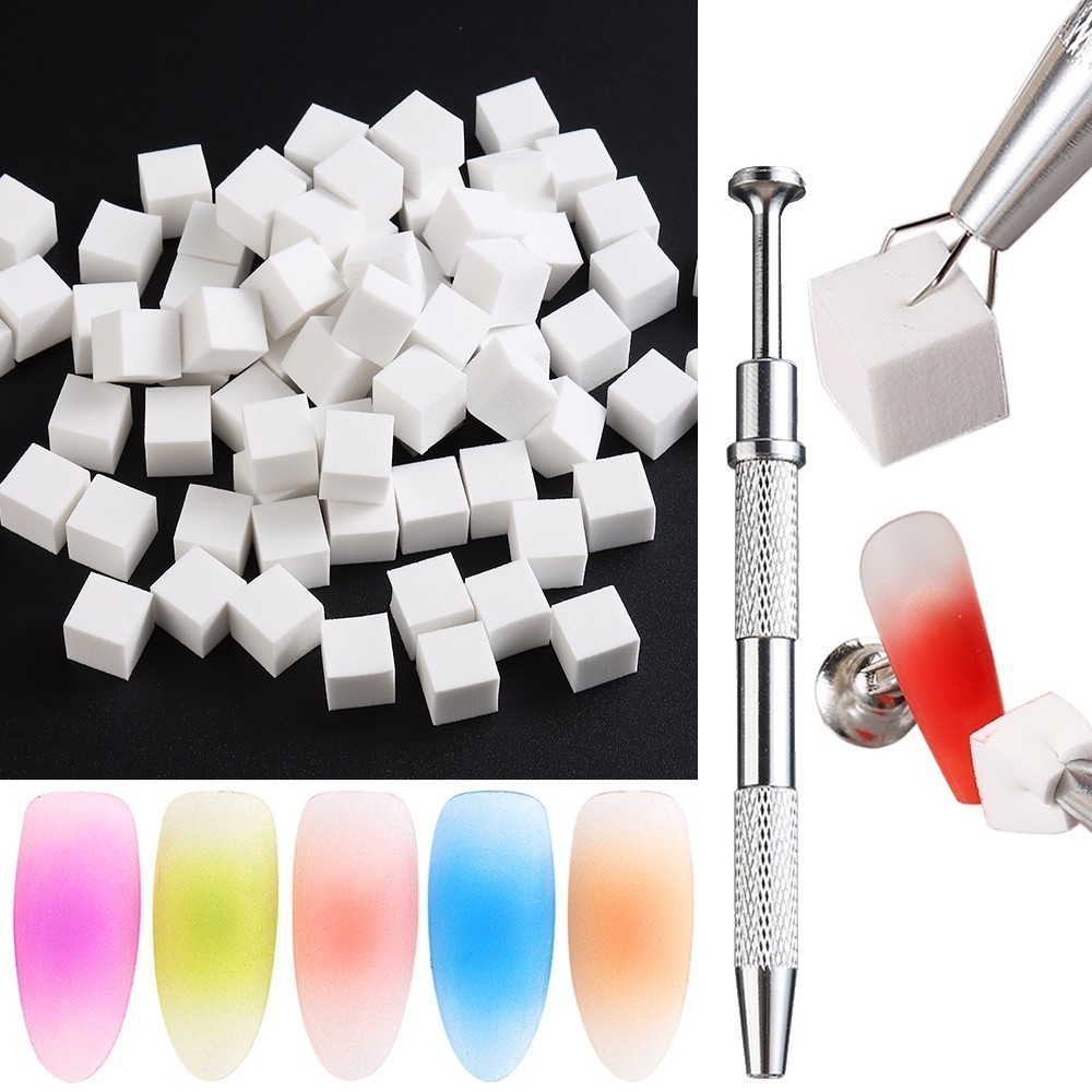 Misscheering Nail Art Block Gradient ฟองน้ํายาทาเล็บสีแสตมป์คลิปปากกาเล็บเครื่องมือ
