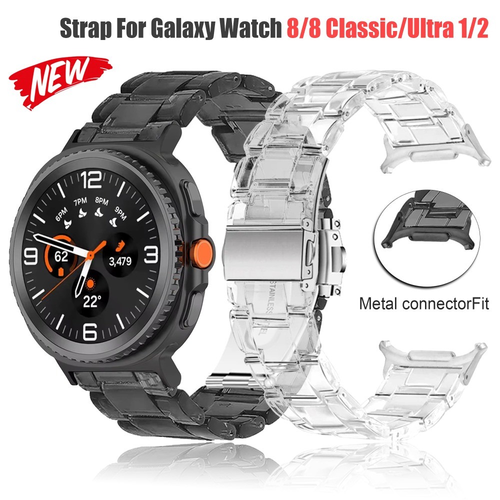 สายเรซิ่นโปร่งใสสําหรับ Samsung Galaxy Watch 8 44มม./40มม., Watch 8 คลาสสิก 46มม., Watch ULTRA1/2 47มม. สําหรับผู้หญิง