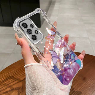 กันกระแทกCase สําหรับ Samsung A32 A52 A52S A53 A73 4G 5G เคสโทรศัพท์ TPU 2025 ออกแบบใหม่ผีเสื้อดอกไม้อุปกรณ์เสริมฝาครอบ SZ28