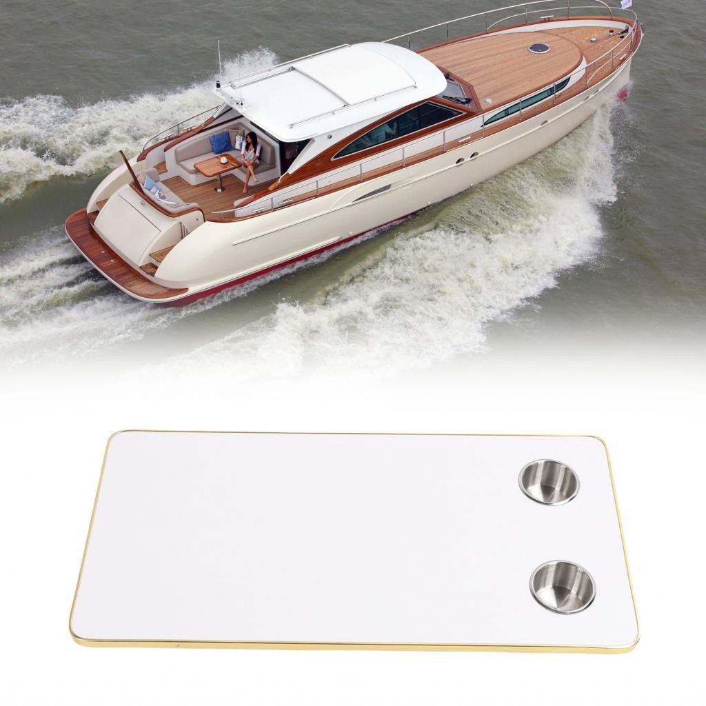 Sudi-ph ZJchao RV ตารางเปลี่ยนด้านบน 31.49x15.74in แผงไม้เนื้อแข็ง 2 ที่วางแก้ว Motorhome Marine สํา