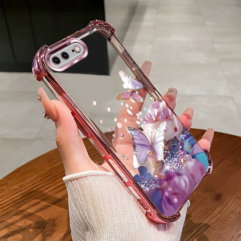 กันกระแทก Case สําหรับ iPhone 6 6s 7 8 plus เคสโทรศัพท์ TPU 2025 ออกแบบใหม่ผีเสื้อดอกไม้อุปกรณ์เสริมฝาครอบ SZ28