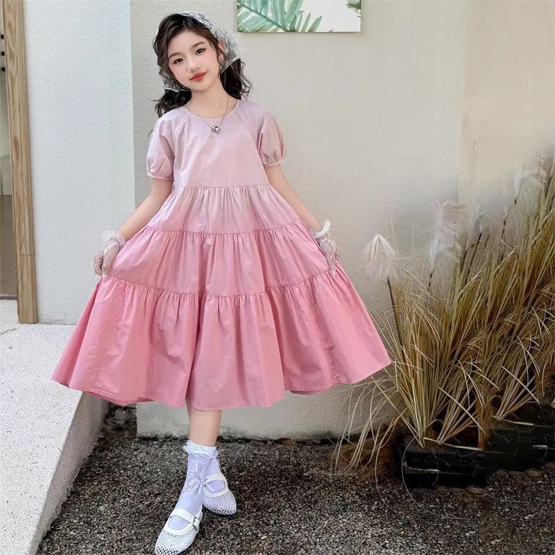 [kumi] ชุดเดรสเด็กผู้หญิงชุดฤดูร้อนแฟชั่นAll-Matchขนาดกลางขนาดใหญ่ชุดเด็กสไตล์ใหม่แฟชั่นเด็กแฟชั่นชุ