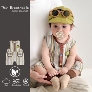 บอดี้สูทเด็กวัยหัดเดิน แขนกุด ผ้าฝ้ายแท้ ระบายอากาศดี ลายไดโ…