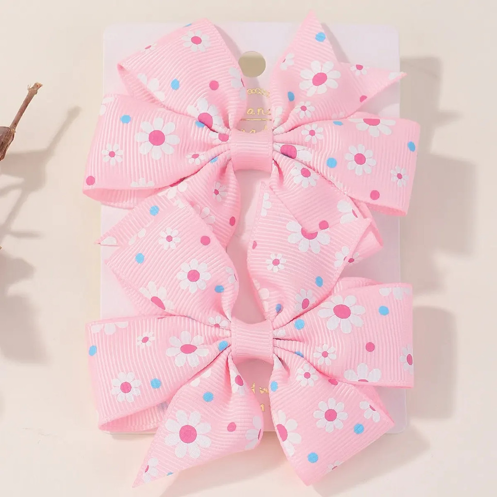 2 ชิ้น 3.2 นิ้ว Grosgrain ริบบิ้น Bows Boutique Hairpins สําหรับสาว Bowknot Handmade อุปกรณ์เสริมผม
