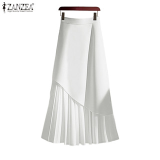 ZANZEA ผู้หญิงเกาหลีคุณภาพสูงเอวสูงไม่สม่ําเสมอจีบประกบ A-Li…