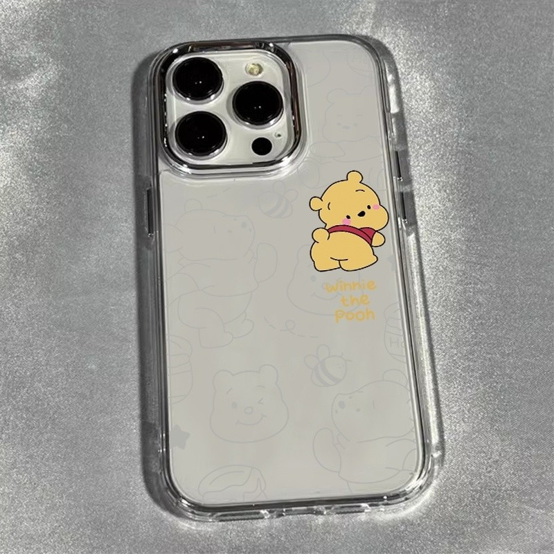 SAMSUNG Hollow Winnie the Pooh กรอบโลหะเคสโทรศัพท์สําหรับSamsung S24 S23 S22 S21 S25 S20 S24FE S25FE