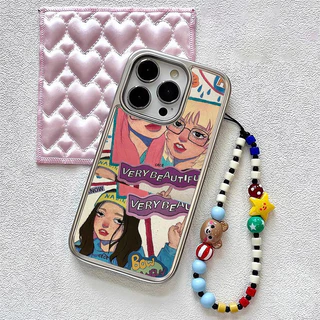 เคสไอโฟน 16 สำหรับ iPhone 13 15 11 12 14 Pro Max XR X XS MAX 15 7 16 8 Plus กราฟฟิตี้สุดสร้างสรรคสาวน้อยน่ารักหม