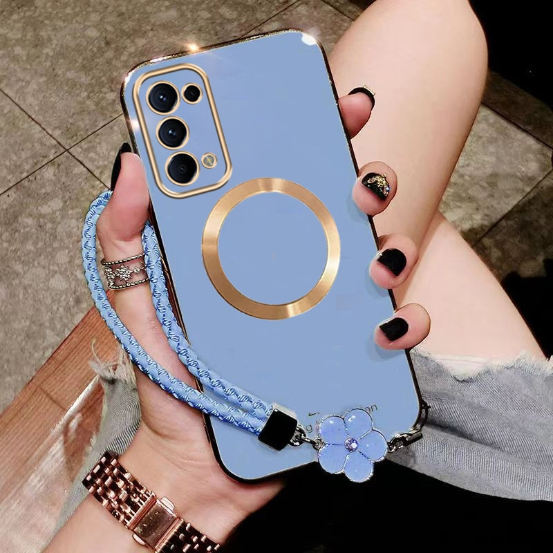 ปลอกOppo RENO 5 5g OPPO RENO 4 4Gเคสโทรศัพท์Electroplating Soft Caseนุ่มกันกระแทกชาร์จไร้สายการดูดซึมแม่เหล็ก + ฟรีเชือกเส้นเล็กDDSWX01