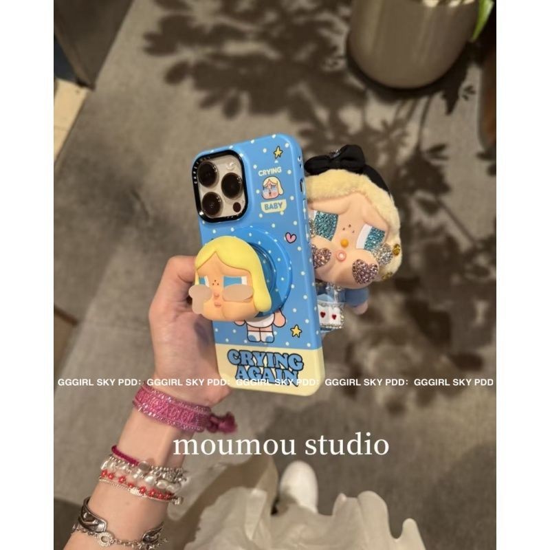 ปิด-สีขาวฐานสีน้ําตาลลายจุดหนังสีดําร้องไห้ทารกเหมาะสําหรับไอโฟน16กรณีแอปเปิ้ล15 มือโปร สูงสุด ใหม่14 มือโปร ผู้หญิง13ฝาครอบป้องกันเปลือก17 17มือโปรmax - รูปที่ 3