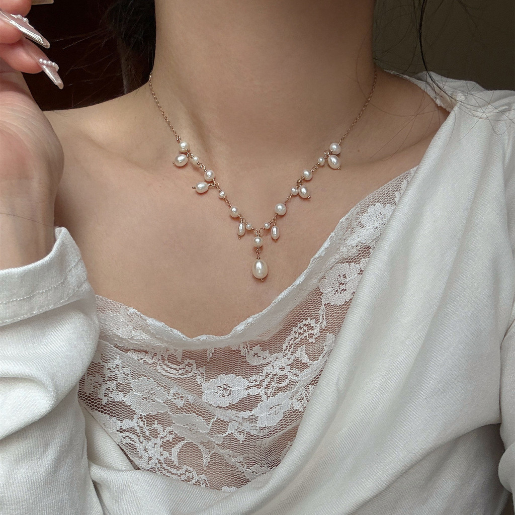 Tamsui สร้อยคอมุกเทียมสําหรับชุดราตรีผู้หญิงหรูหราการออกแบบเฉพาะความรู้สึกระดับไฮเอนด์ t peremper น้