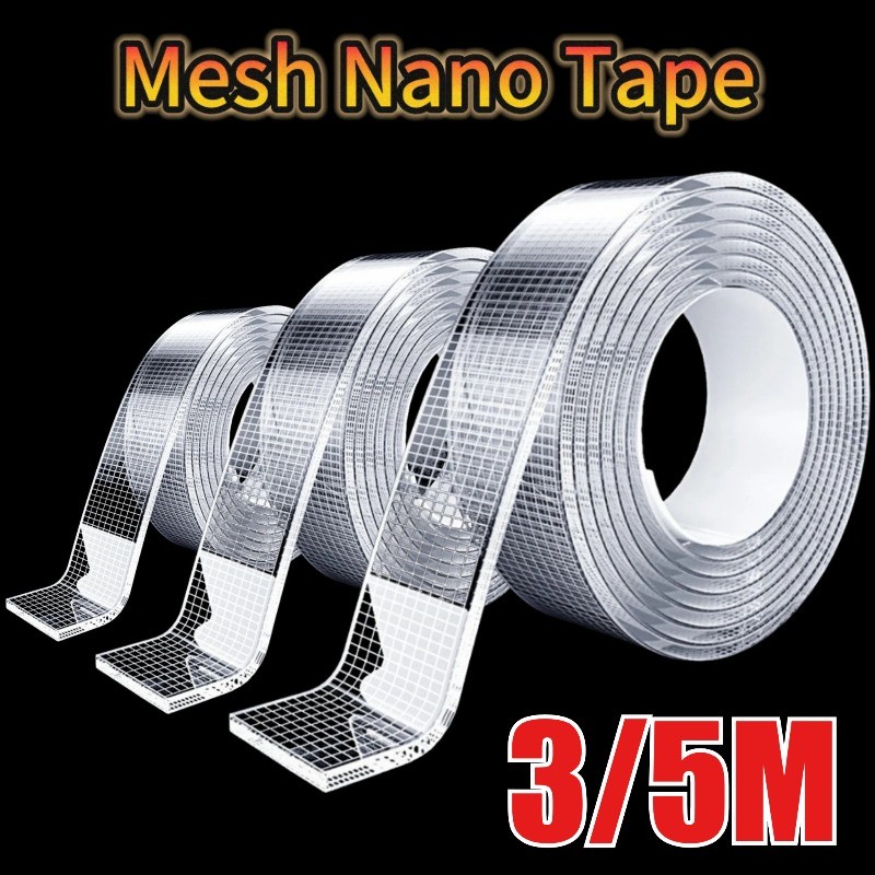 เทปสองหน้านาโนแบบมีลายตาข่ายแบบใช้ซ้ําได้ใหม่ – เทปอะคริลิคคุณภาพสูงกันน้ําโปร่งใสทนทาน