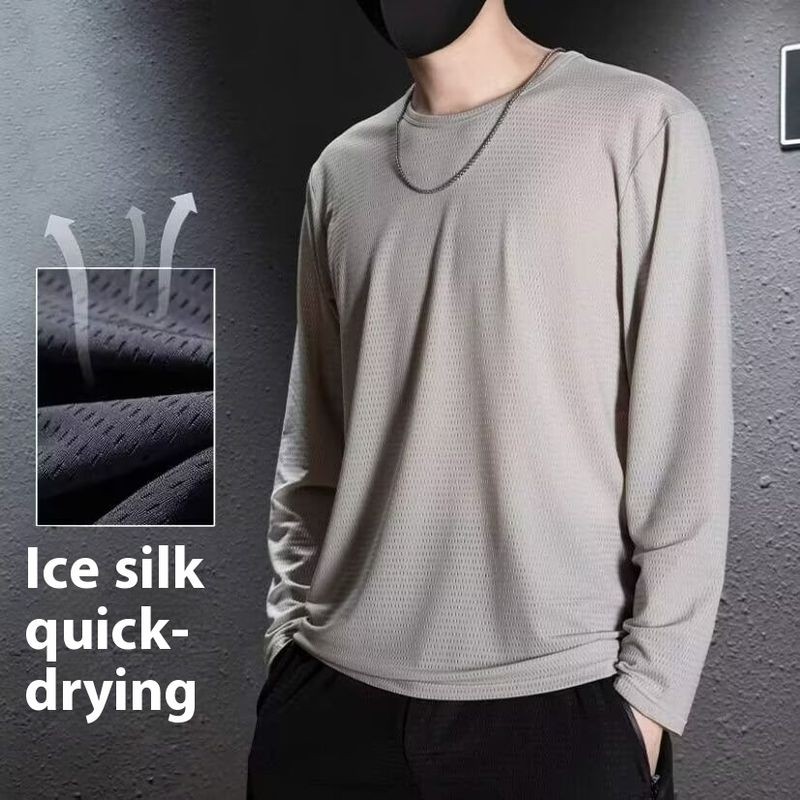 เสื้อเชิ้ตผู้ชายผ้าไหมน้ำแข็ง ระบายอากาศได้ดี แห้งไว กันแดด สำหรับใส่ในตอนกลางวัน ราคา ถูกที่สุด ดีลบีเคเค แกลเลอรีภาพที่ 7