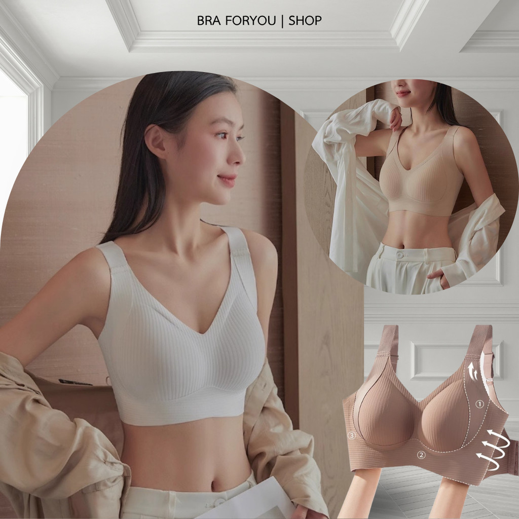 Bra Foryou ชุดชั้นในไร้โครงเนื้อผ้าไนล่อน สายใหญ่ (106) ตะขอหลังใหญ๋ สำหรับผู้หญิง Women