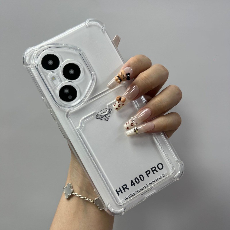 ช่องใส่การ์ดผู้ถือกระเป๋าสําหรับ Honor 400 Pro 400 Lite กันกระแทกถุงลมนิรภัยซิลิโคนโปร่งใสสําหรับ Honor400