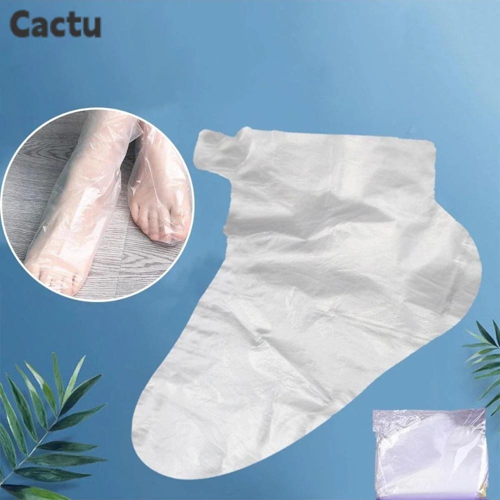CACTU ถุงเท้าพลาสติก PE ใช้แล้วทิ้ง กันน้ํา หนา ป้องกันติดเชื้อ สําหรับทําเล็บเท้า 100/200/300/500 ชิ้น
