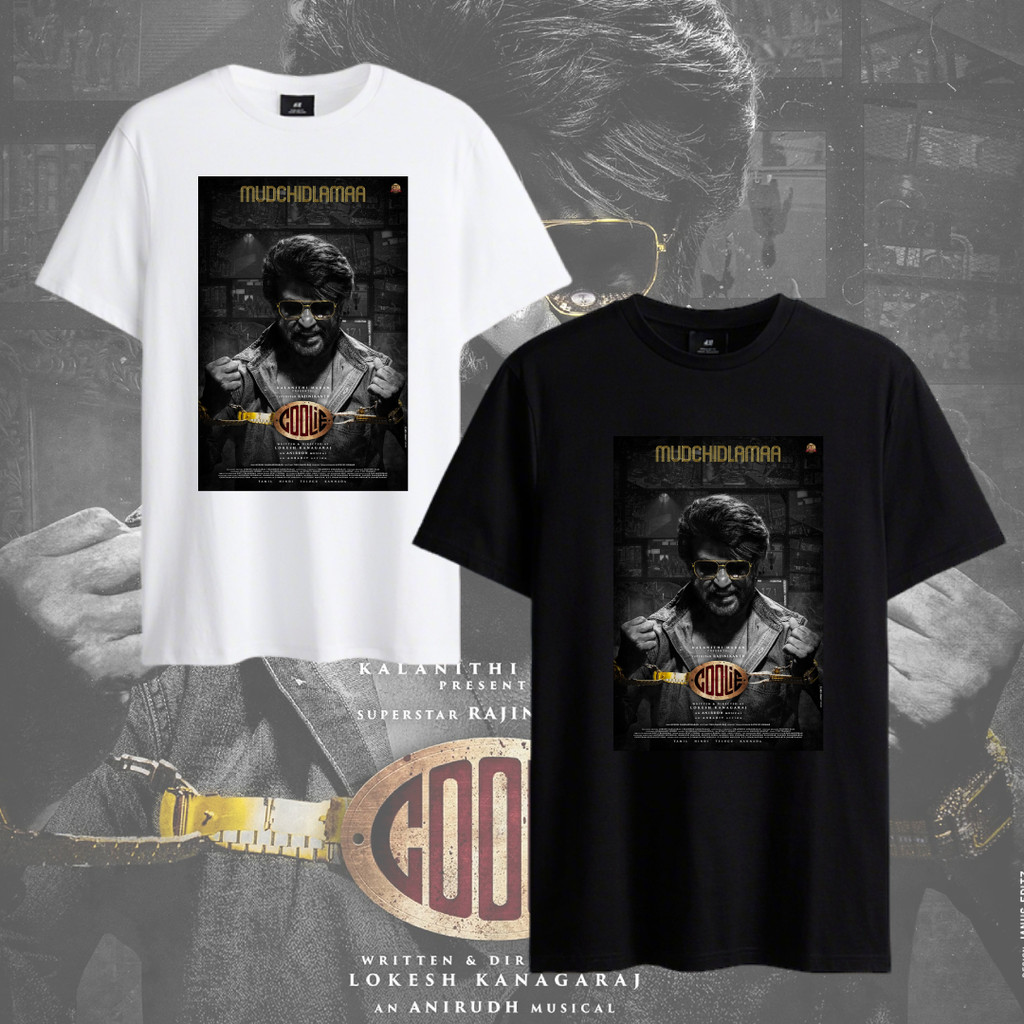 Coolie Rajini T เสื้อ SUPER STAR RAJINI เสื้อ Coolie ภาพยนตร์ผ้าฝ้าย 100% แขนสั้นสําหรับ Unisex ผู้ห