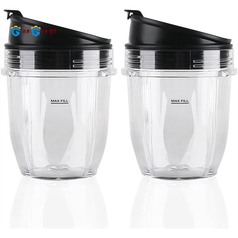 [gangong1]อะไหล่ทดแทน 12oz ถ้วยพร้อมฝาปิด 2 แพ็คสําหรับเครื่องปั่น Auto IQ BL480 BL482 BL642 NN102 B