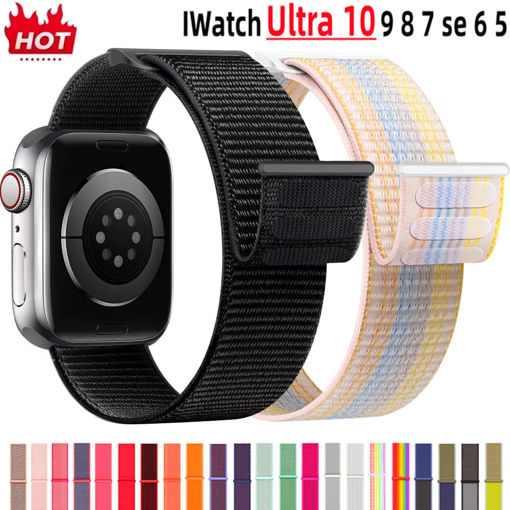 Nylon Loop Strap for Apple Watch Band 46mm 40mm 44mm 45mm 42  41mm 38mm Belt Bracelet for IWatch Ult