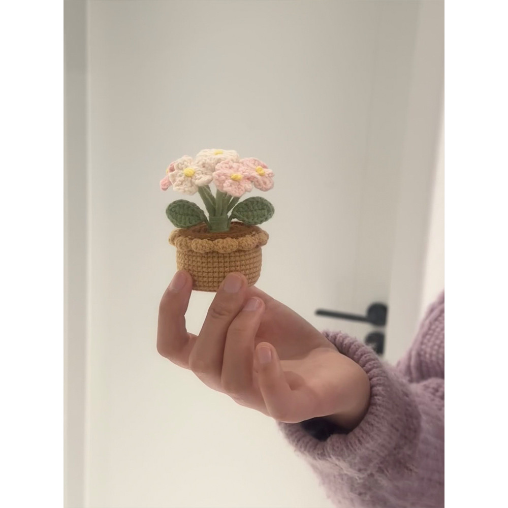 Simulated Yarn Crochet Tulip Hand-Knitted Sunflower DIY Potted Flower Bouquet Rose Flower Material F