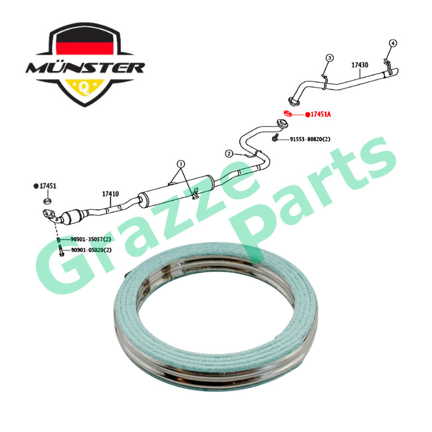 Münster ท่อไอเสียปะเก็น 90917-06039 Perodua Aruz 1.5 Toyota Vios Yaris 1.5 NSP151 NSP150 2NR 2NR-FE 