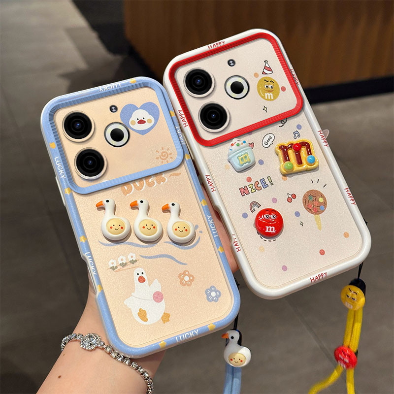 เคสซิลิโคนกันกระแทกพร้อมสายคล้องสําหรับ Infinix สมาร์ท 10 Plus/สมาร์ท 10 HD/GT 10 Pro/GT 30 Pro, Tecno Pop 10/Pop 10c/Pop 9/Pop 8/Pop 7 Pro/Pova 6 Pro/Neo 4G/5G