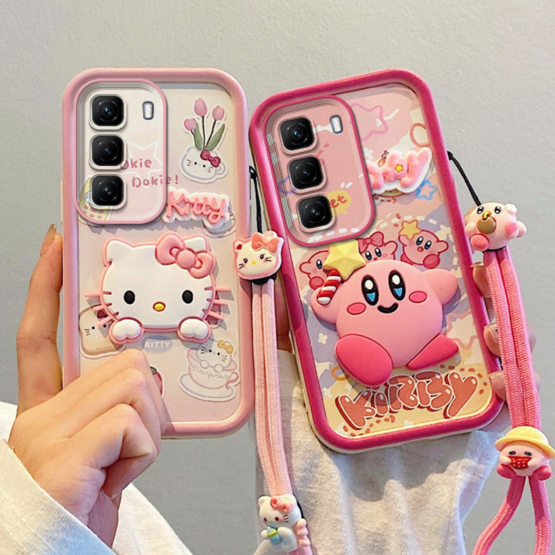 เคส INFINIX Hot 60i / HOT 60(5G) / HOT 60 Pro (4G) / HOT 60 Pro+ (4G) น่ารัก 3D ซิลิโคนการ์ตูนตุ๊กตาป้องกันการตกเชือกแขวนเคสโทรศัพท์