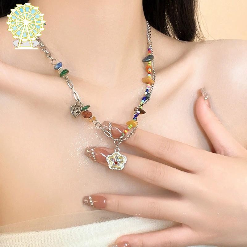 Icy Gradient สร้อยคอผู้หญิง Sweet Cool Girl Choker Chain จี้ชั้น