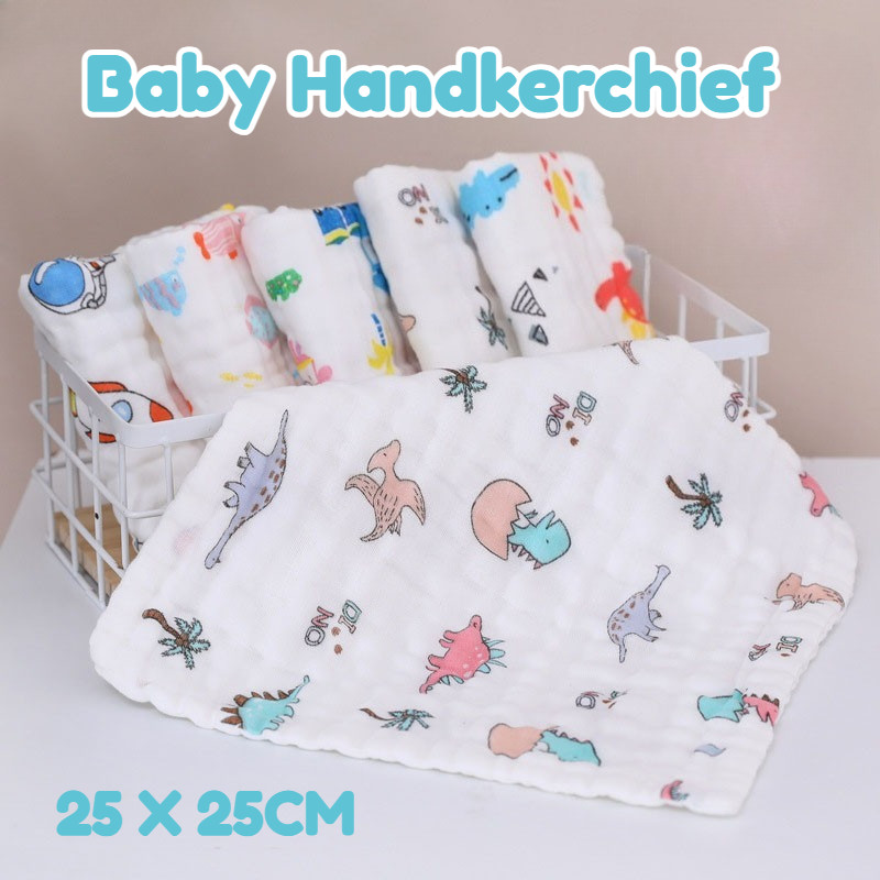 ผ้าเช็ดหน้าเด็ก 25 X 25 ซม. 6 ชั้น Saku Tangan ผ้าฝ้ายผ้ากอซนุ่มทารกแรกเกิดผ้าล้าง