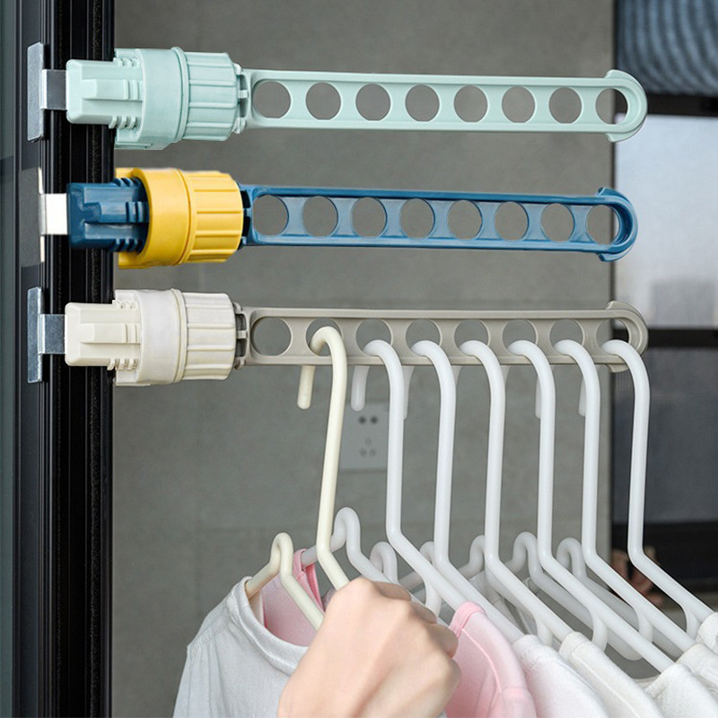 ราวตากผ้าพกพา ราวแขวนเสื้อผ้า สามารถเก็บได้สะดวก ไม้แขวนเสื้อ 8 รู แขวนขอบระเบียงและหน้าต่าง การท่องเที่ยว