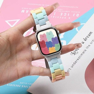 ลูกอมสายรุ้งสายนาฬิกาข้อมือ แฟชั่นเรซิ่นสายนาฬิกาเข้ากันได้สําหรับนาฬิกา49มิลลิเมตรอัลตร้า3 41มิลลิเมตร45มิลลิเมตร40มิลลิเมตร42มิลลิเมตร ส11 10 46 42มิลลิเมตร9 8 7 6 กับ 5 4 44มิลลิ