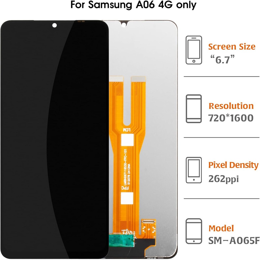 Original A06 A065F/A065M OEM หน้าจอจอแสดงผล LCD สําหรับ Samsung Galaxy A06 A065F/M 6.7 "จอแสดงผล LCD