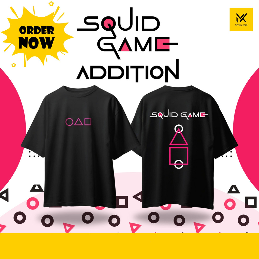 เสื้อยืดคอกลมลายซีรีส์เกาหลียอดนิยม Squid Game 3 ผ้าฝ้ายแท้
