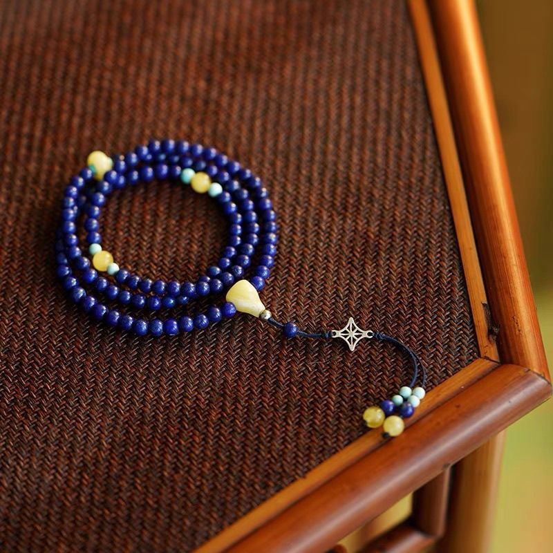 ขนาดเล็ก Amount Mini 108 ลูกปัด · Lapis Lazuli Original Design Afgistan ธรรมชาติ Lapis Lazuli 2 วงกล