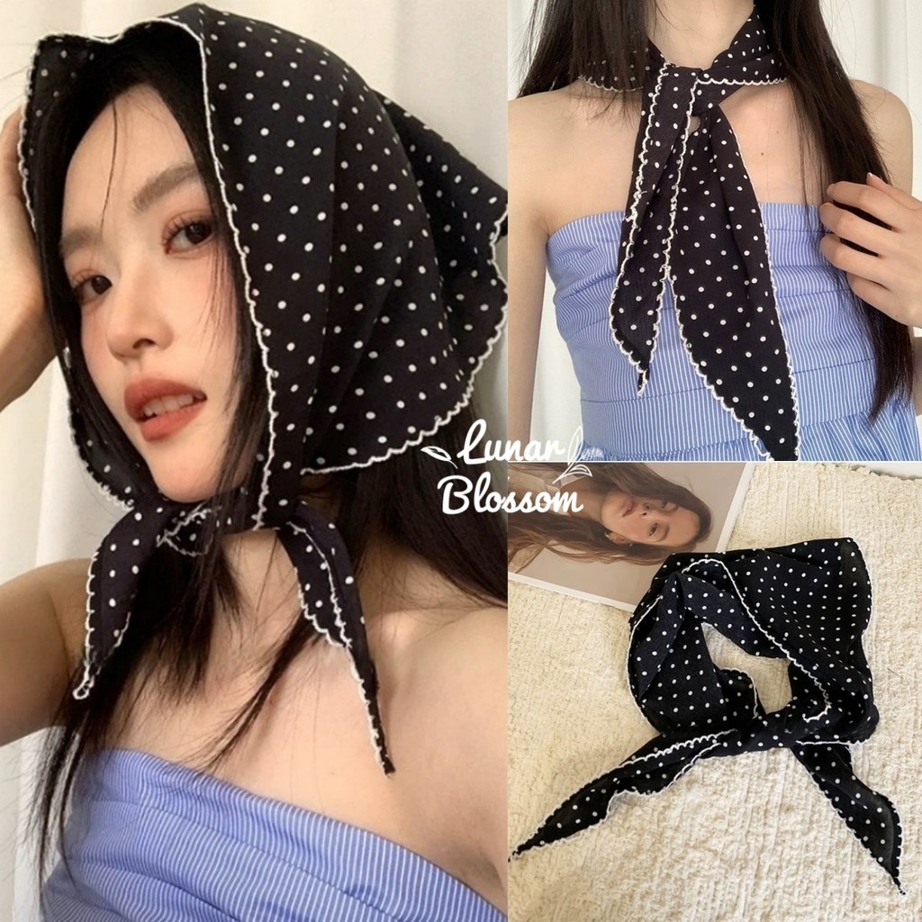 Lunar Blossom 😍😍 hair band ลายทางและลายจุด วิธีการสวมใส่ที่แตกต่างกัน เบาและระบายอากาศได้ดี แฟชั่นหวานๆ ส่งเร็ว
